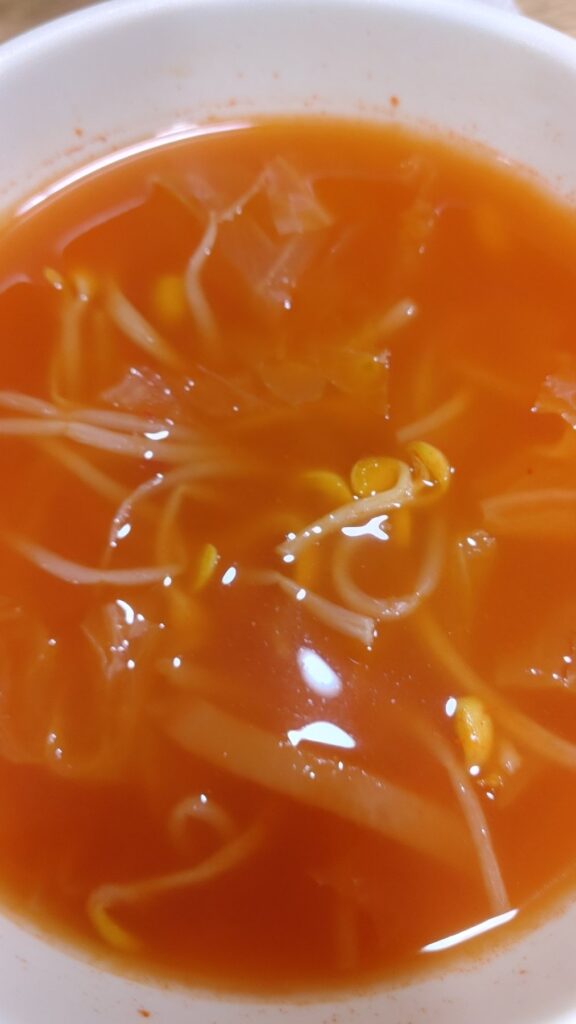 Spicy kimchi bean sprout soup